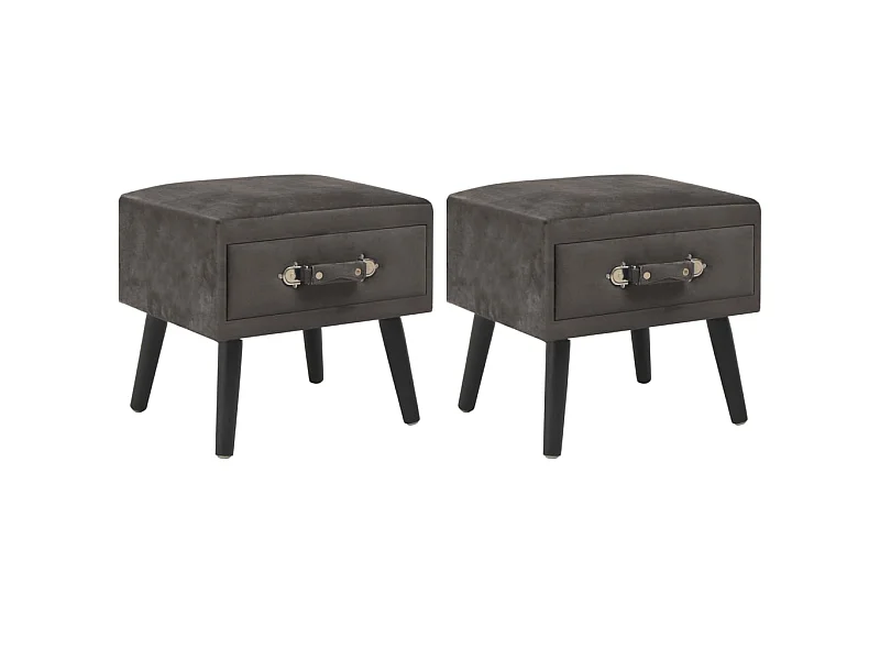 Lot de 2 Tables de chevet Gris 40x35x40 cm Velours GHR31294