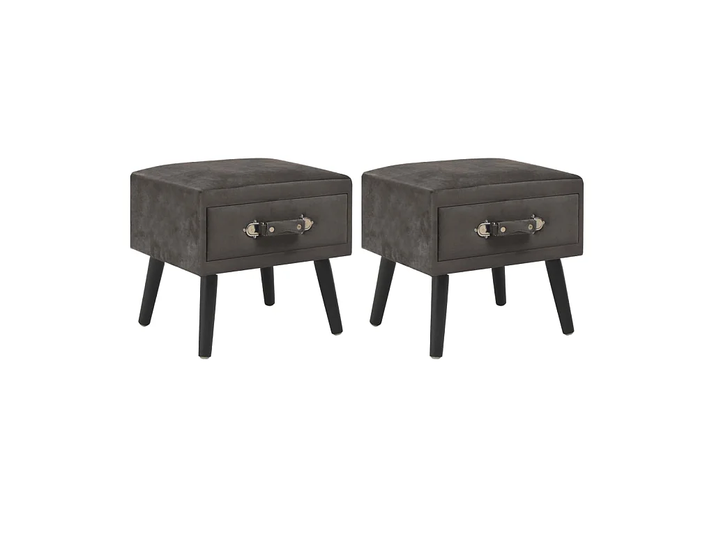 Lot de 2 Tables de chevet Gris 40x35x40 cm Velours GHR31294