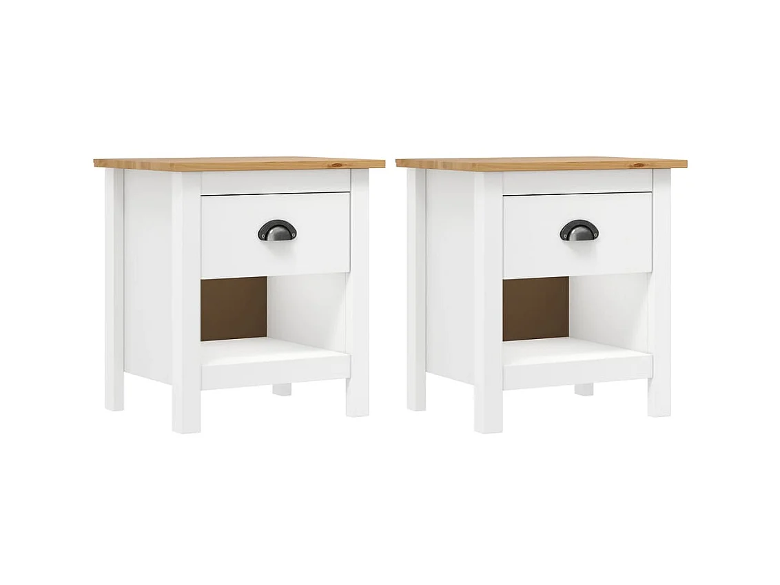 Lot de 2 Tables de chevet Hill 46x35x49,5 cm Bois de pin solide GHR63844
