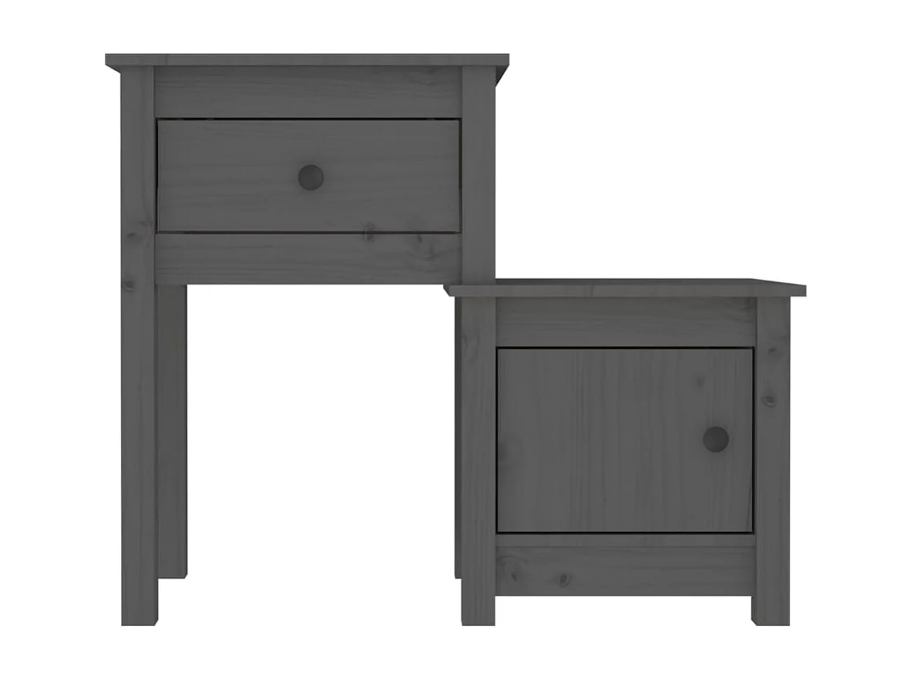 Lot de 2 Tables de chevet Gris 79,5x38x65,5 cm Bois de pin massif GHR19157