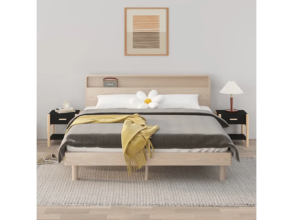 Nachtkastjes 2 st 42x38x45 cm bewerkt hout zwart NL52661