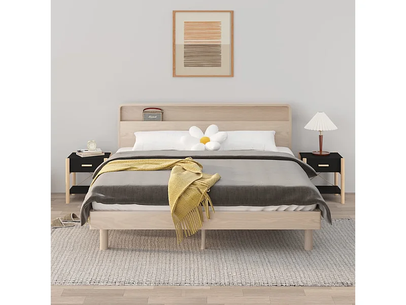 Nachtkastjes 2 st 42x38x45 cm bewerkt hout zwart NL52661