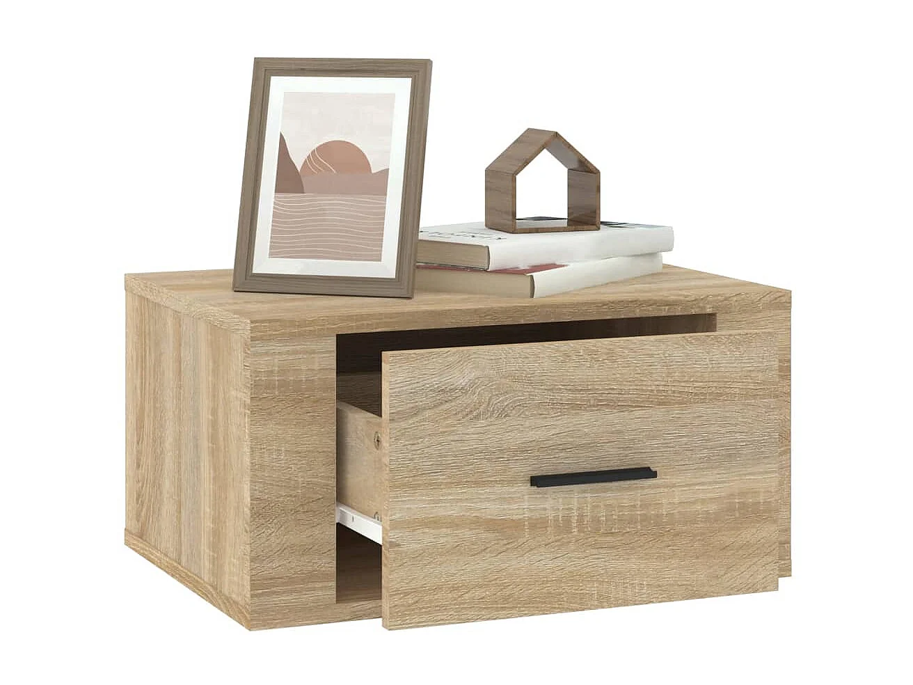 Lote de 2 Mesitas de noche de pared color roble Sonoma 50x36x25 cm ES77046