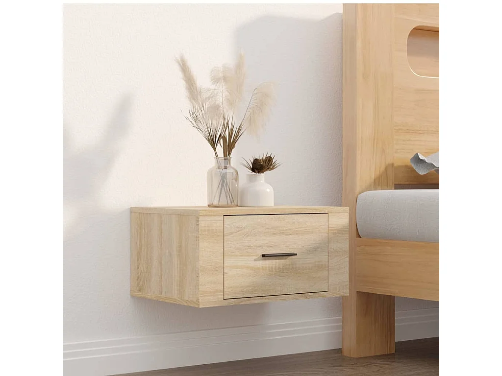 Lot de 2 Tables de chevet murales Chêne sonoma 50x36x25 cm GHR49789