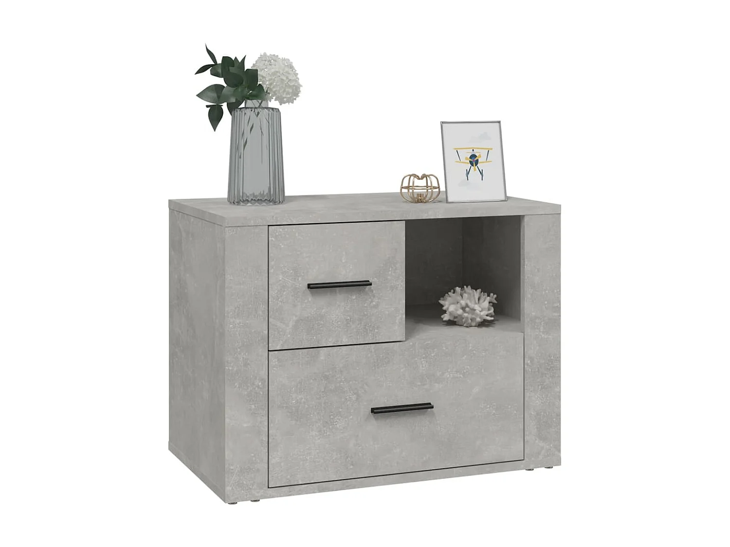 Mesa de cabeceira 60x36x45 cm derivados madeira cinza cimento PT29318