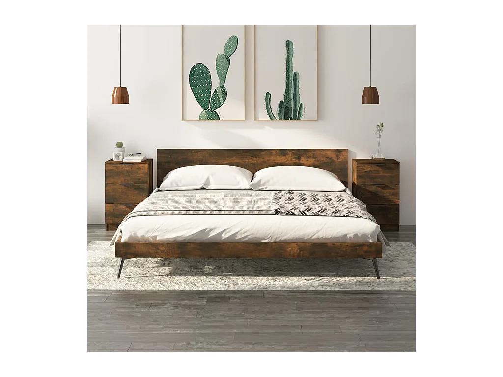 Lot de 2 Tables de chevet Chêne fumé 40x36x65 cm GHR98512