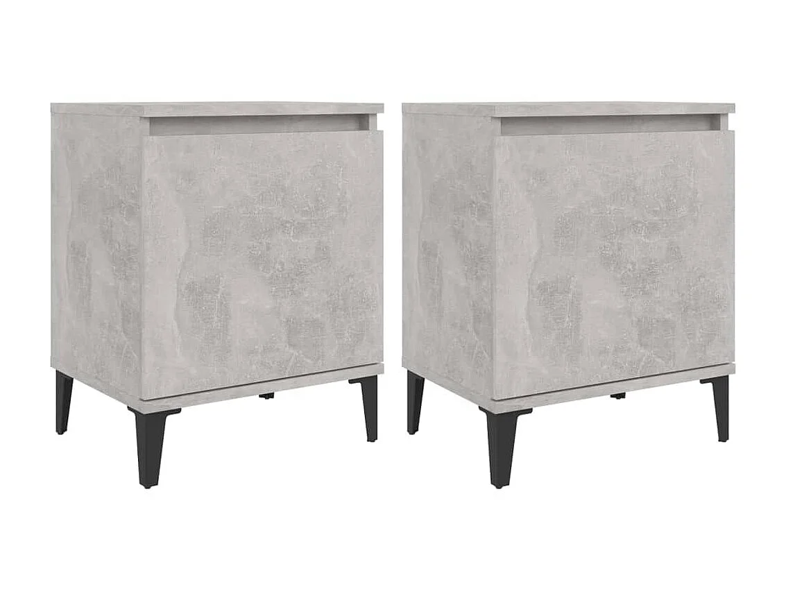 Nachtkastjes met metalen poten 40x30x50 cm betongrijs NL44608