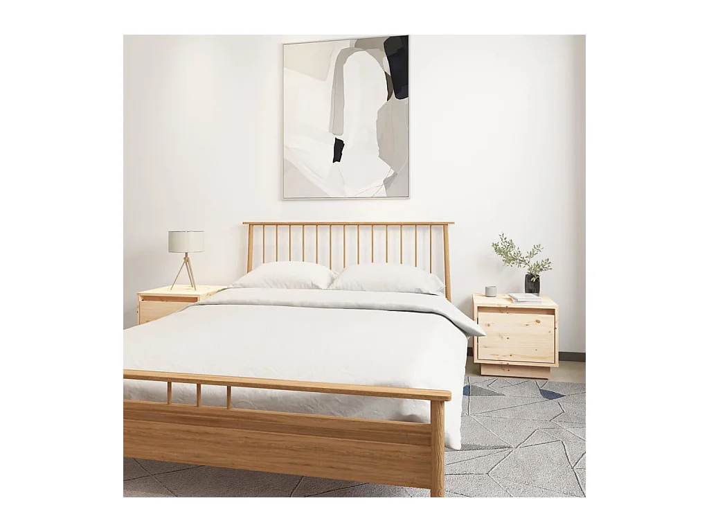 Lot de 2 Tables de chevet 35x34x32 cm Bois de pin solide GHR50520