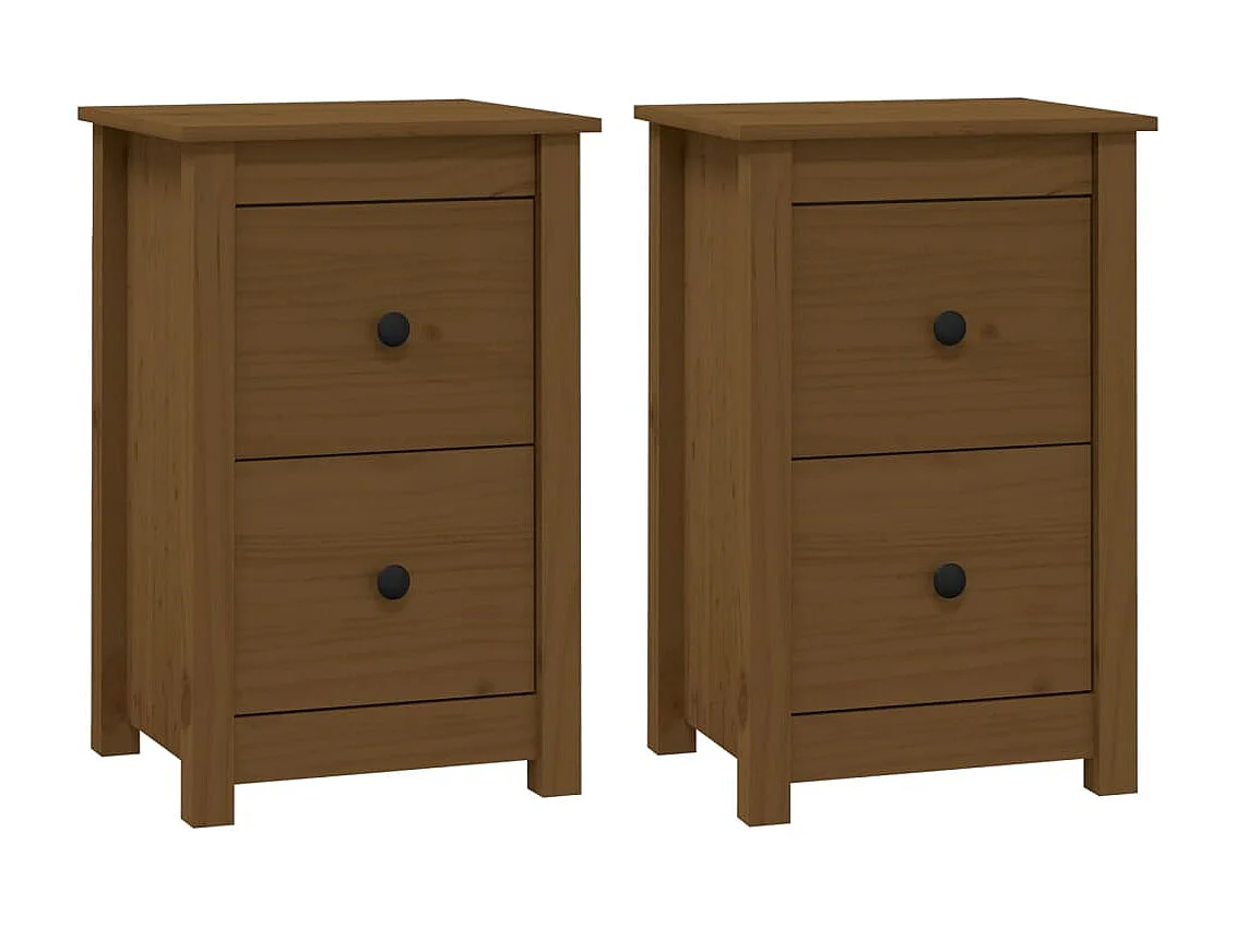 Lot de 2 Tables de chevet Marron miel 40x35x61,5 cm Pin solide GHR72531