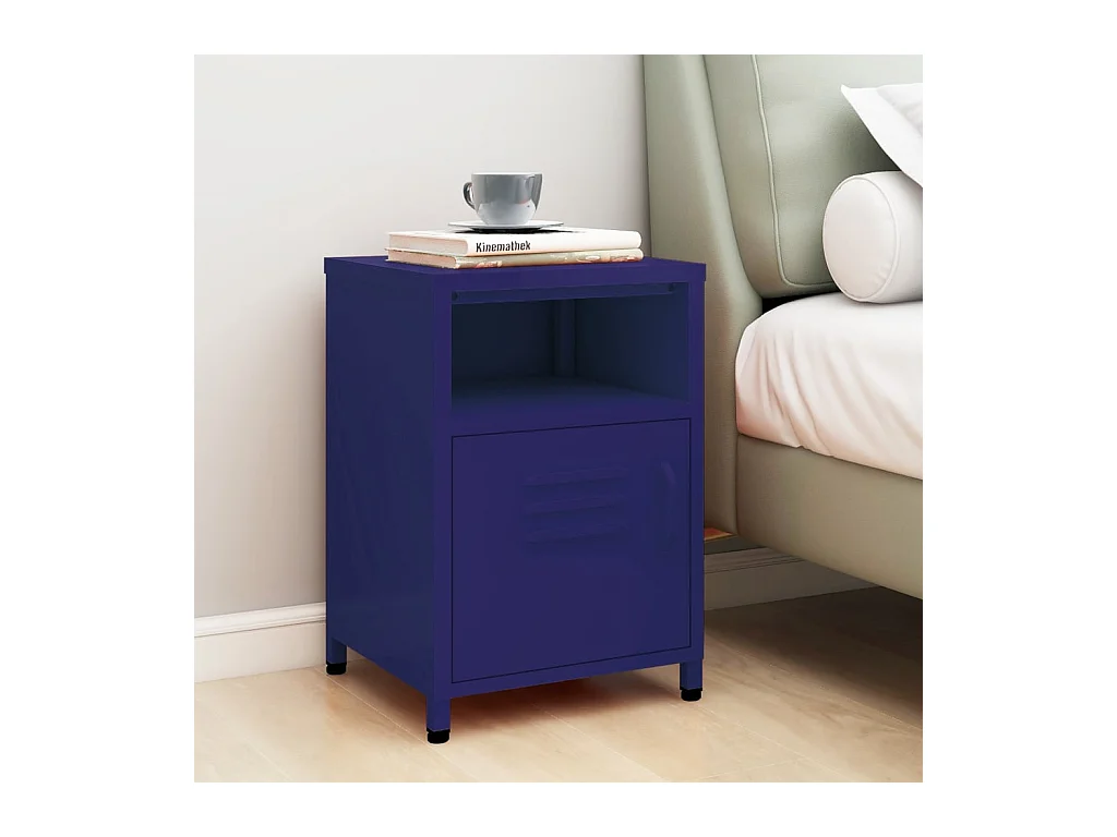 Table de chevet Bleu marine 35x35x51 cm Acier GHR94410