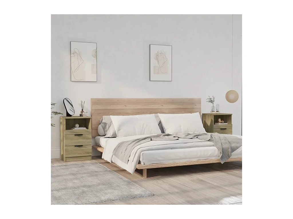 Lot de 2 Tables de chevet Chêne Sonoma Bois d'ingénierie GHR49659