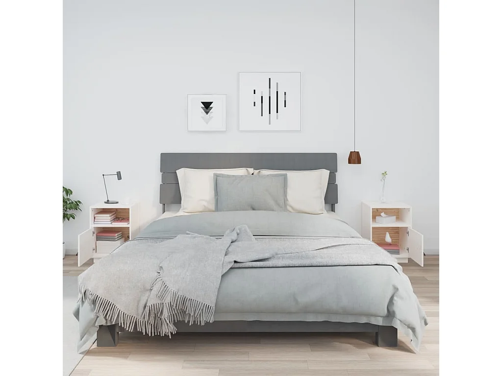 Mesas de cabeceira 2 pcs 40x34x55 cm pinho maciço branco PT94223
