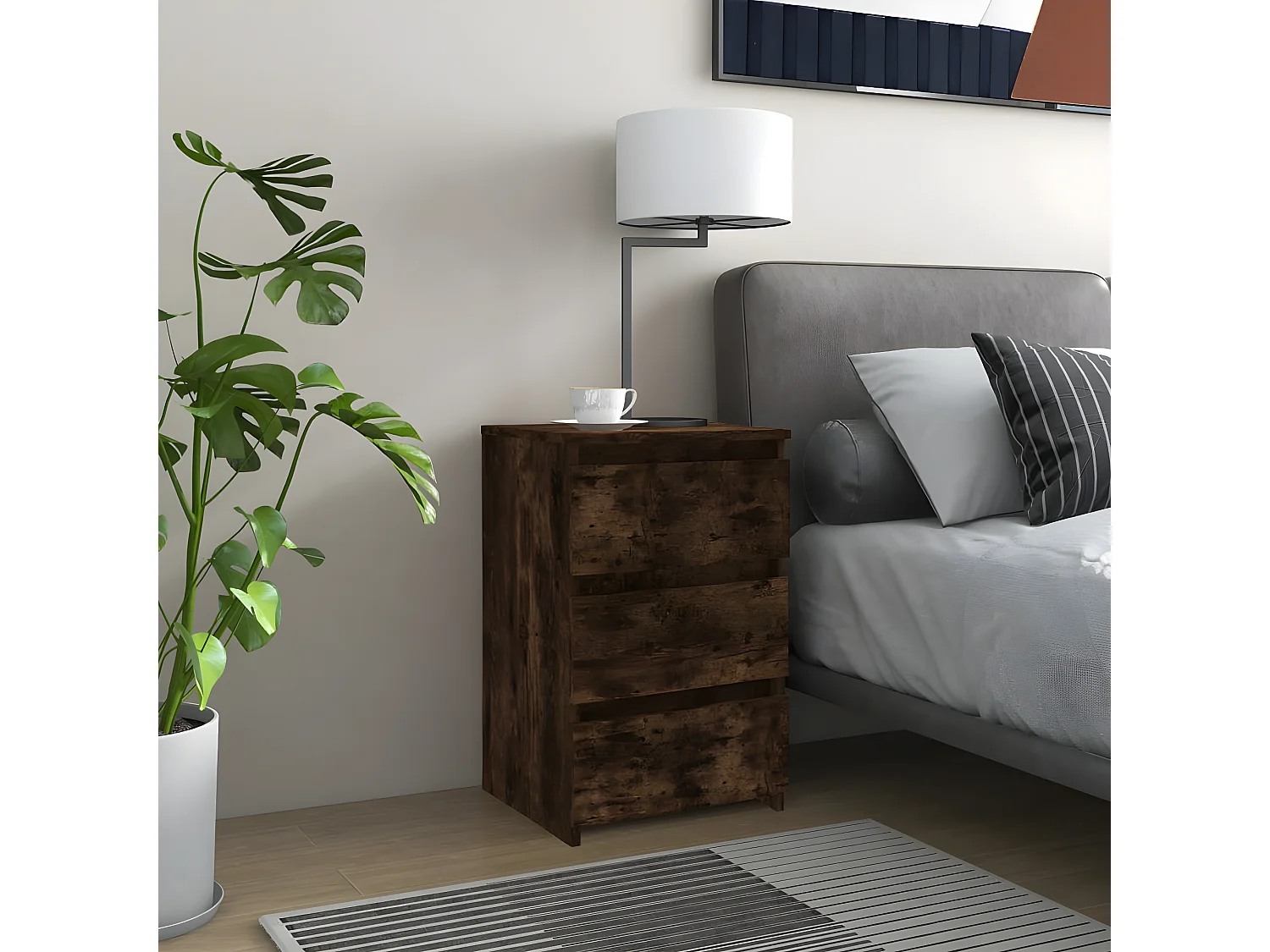 Nachtkastjes 2 st 40x35x62,5 cm bewerkt hout gerookt eikenkleur NL48524