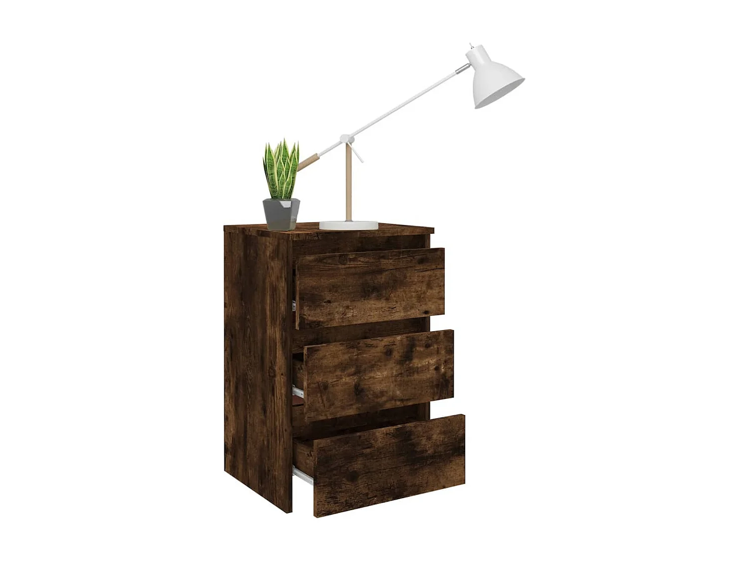 Nachtkastjes 2 st 40x35x62,5 cm bewerkt hout gerookt eikenkleur NL48524
