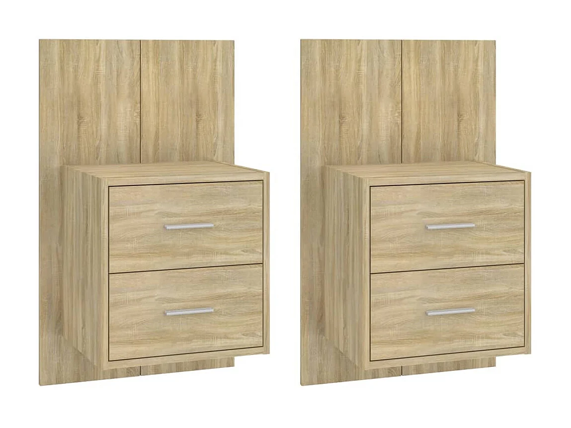 Lote de 2 Mesitas de noche de pared color roble Sonoma ES26786