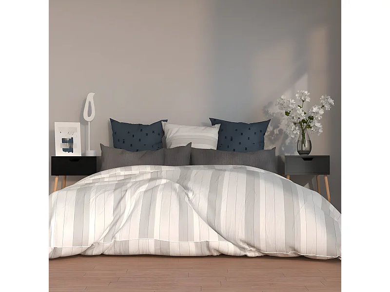 Lot de 2 Tables de chevet Noir brillant 40x40x56 cm Aggloméré GHR45775