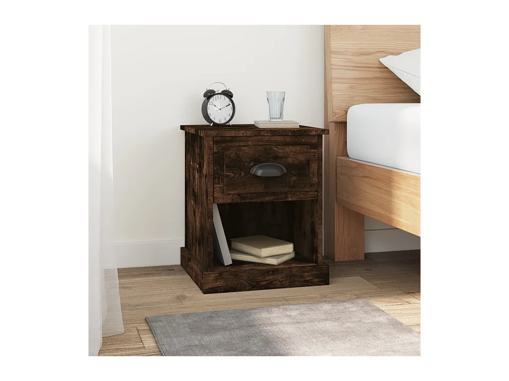 Lot de 2 Tables de chevet chêne fumé 39x39x47,5 cm bois ingénierie GHR22009