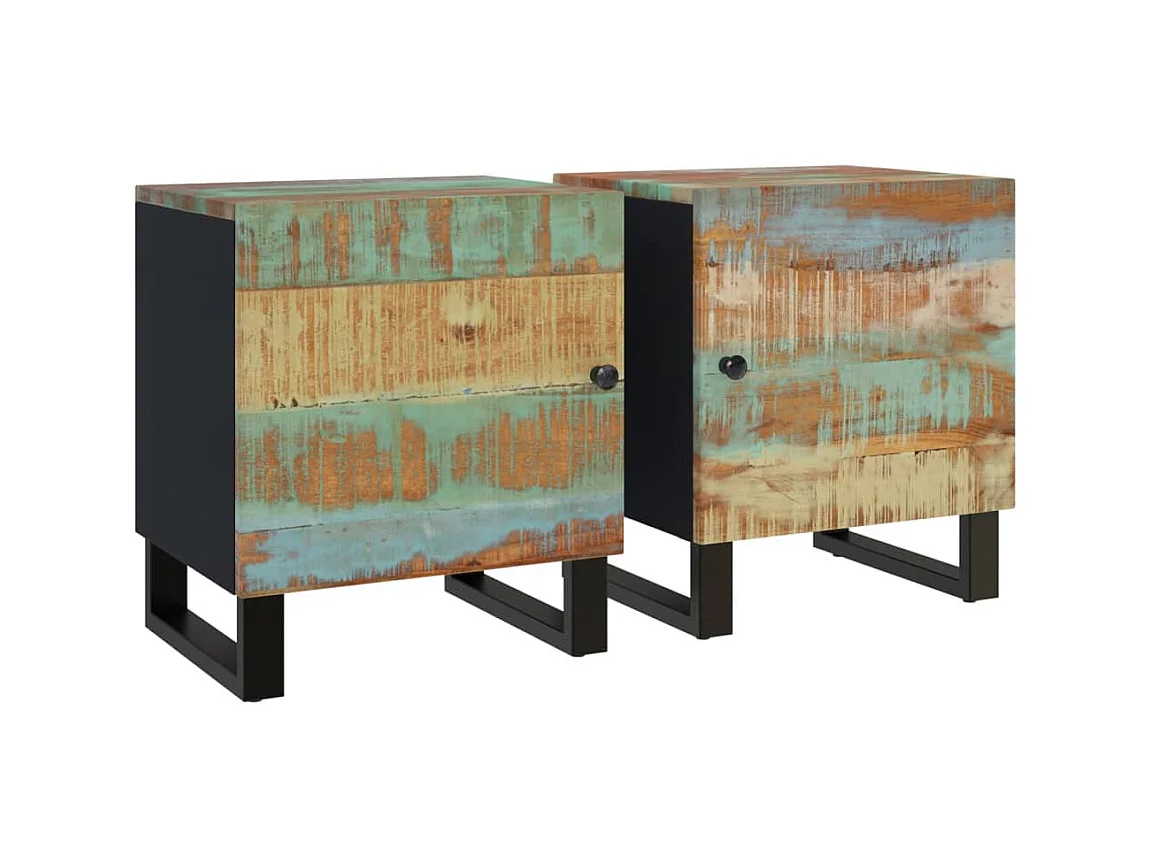 Nachtkastjes 2 st 40x33x46 cm massief gerecycled hout NL30485