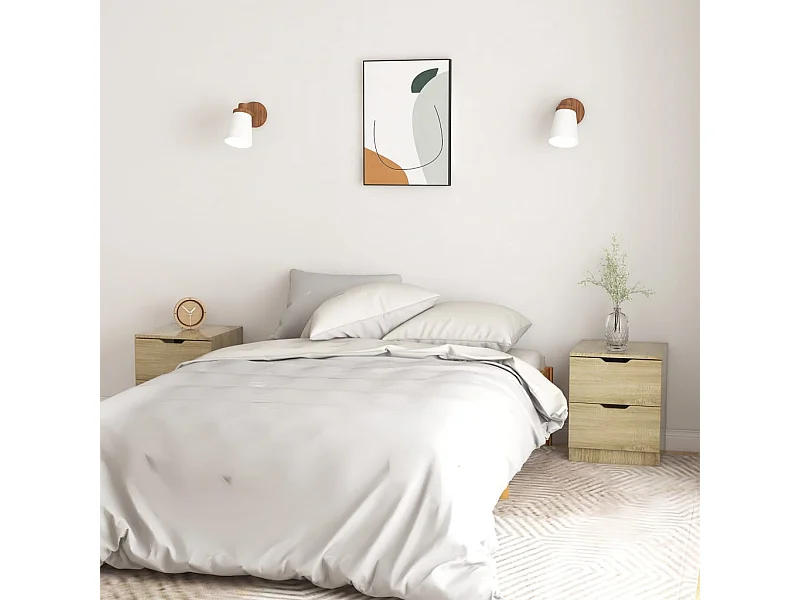 Lot de 2 Tables de chevet Chêne sonoma 40x40x50 cm Aggloméré GHR79917