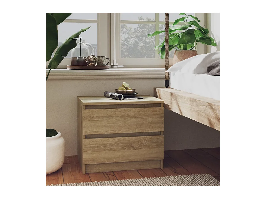 Lot de 2 Tables de chevet Chêne sonoma 50x39x43,5 cm Aggloméré GHR88255
