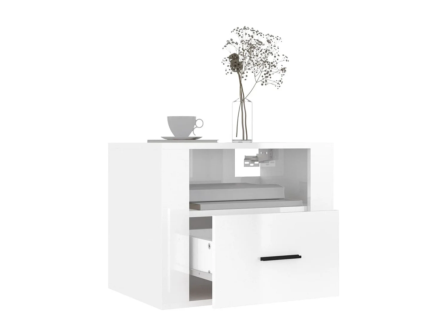 Nachtkastjes 2 st wandgemonteerd 50x36x40 cm hoogglans wit NL48399