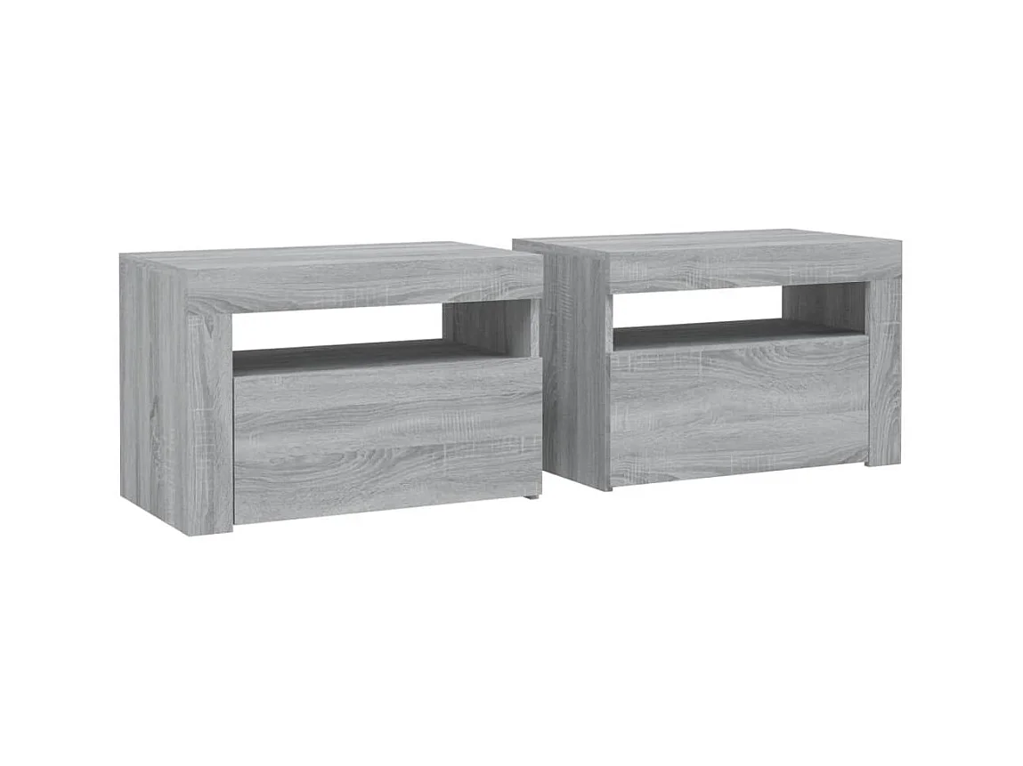 Lot de 2 Tables de chevet avec LED sonoma gris 60x35x40 cm GHR87377