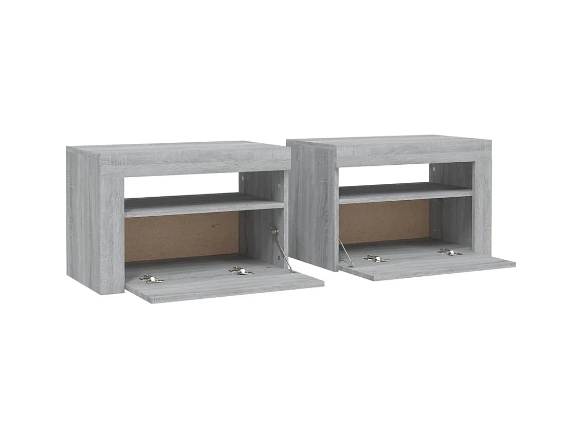 Lot de 2 Tables de chevet avec LED sonoma gris 60x35x40 cm GHR87377