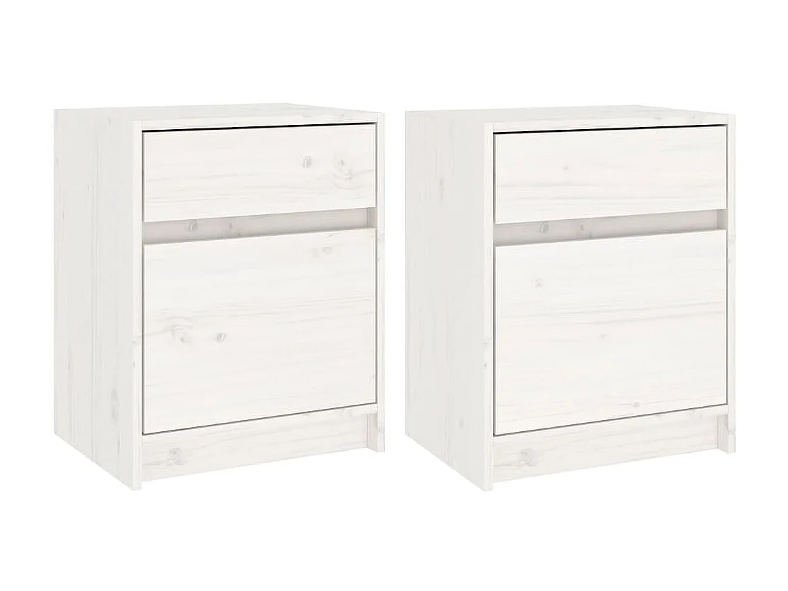 Lote de 2 Mesitas de noche madera maciza pino blanco 40x31x50 cm ES24391