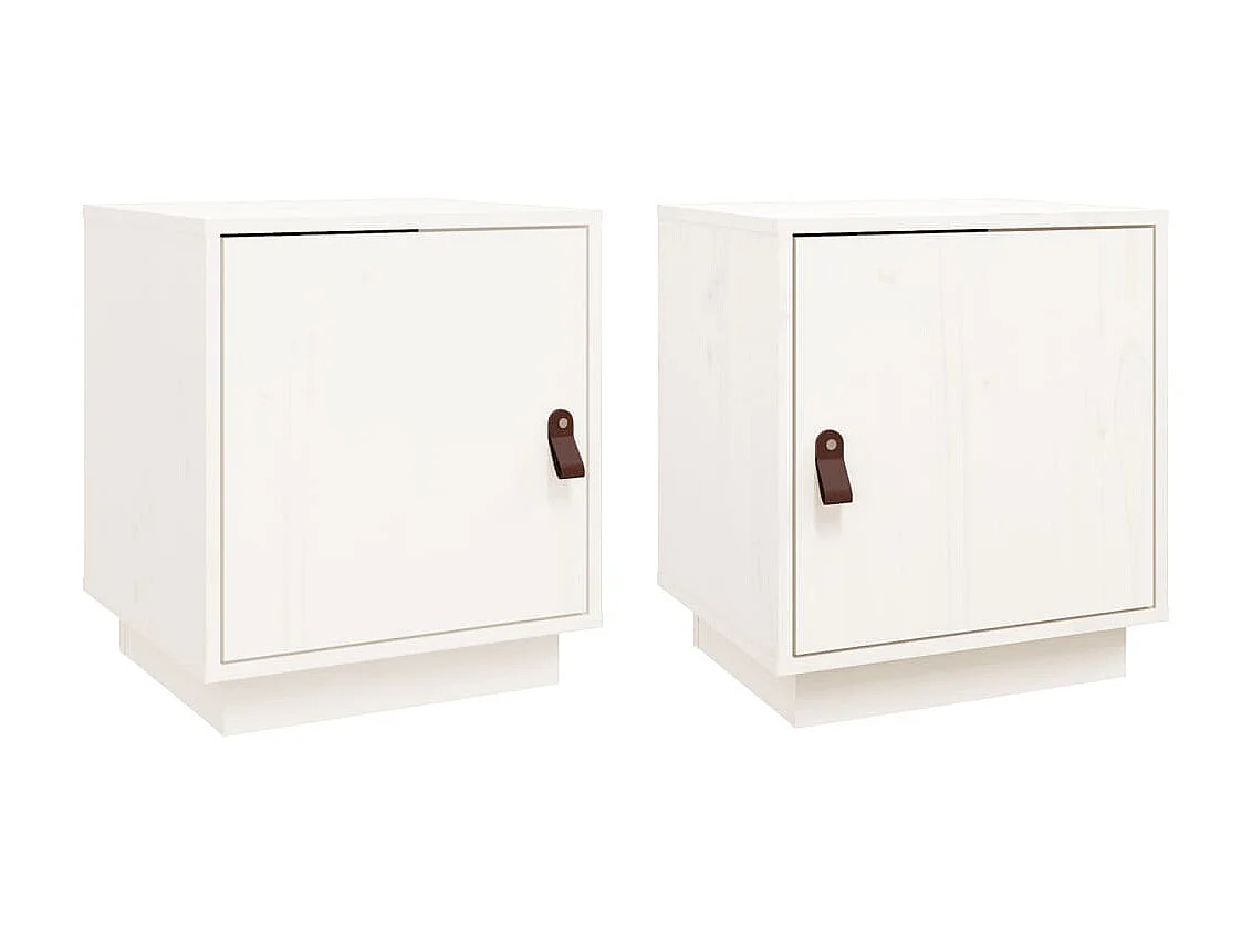 Lote de 2 Mesitas de noche madera maciza pino blanco 40x34x45 cm ES47704