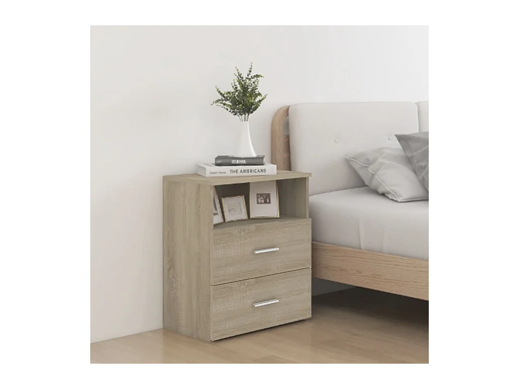 Lot de 2 Tables de chevet Chêne sonoma 50x32x60 cm GHR90651