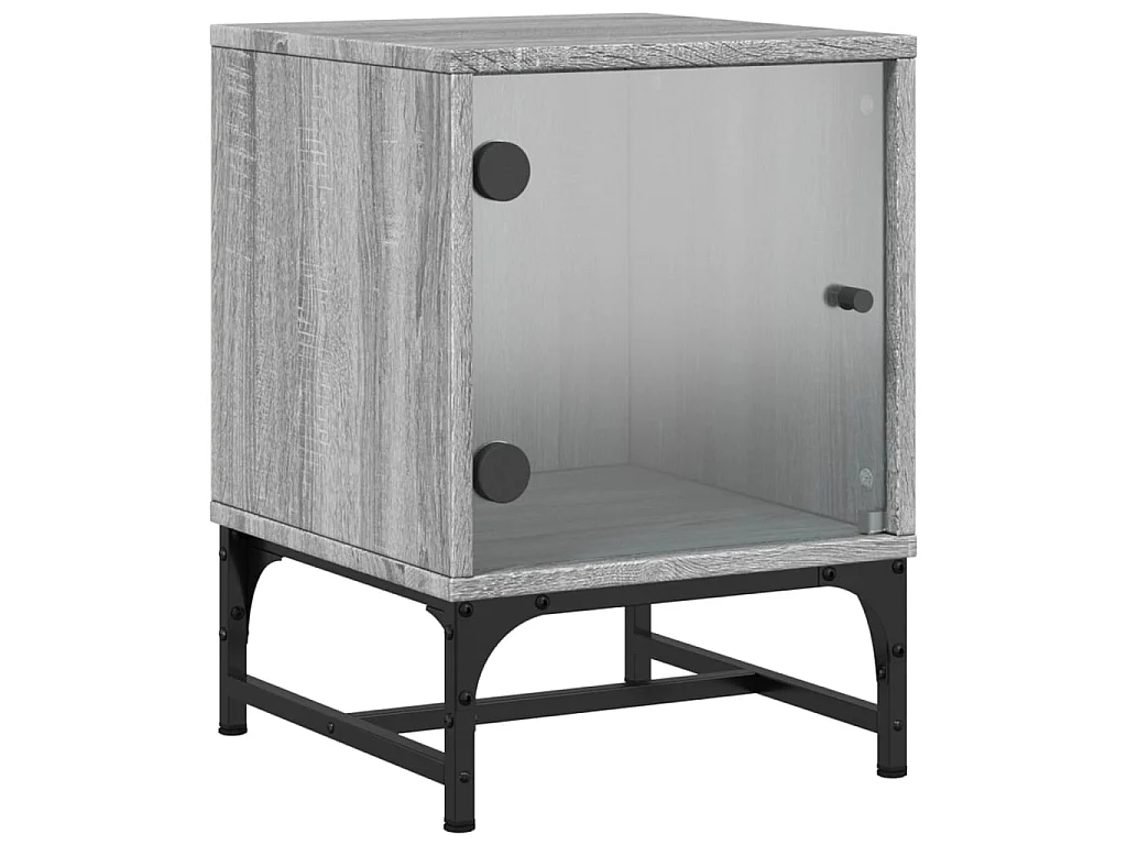 Lot de 2 Tables de chevet et portes vitrées sonoma gris 35x37x50cm GHR36860