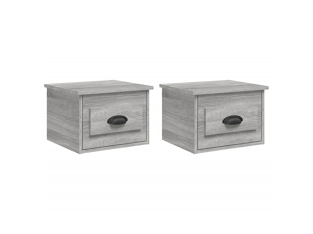 Lot de 2 Tables de chevet murales sonoma gris 41,5x36x28 cm GHR95432