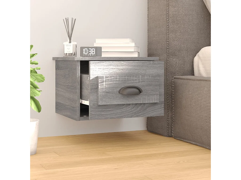 Lot de 2 Tables de chevet murales sonoma gris 41,5x36x28 cm GHR95432