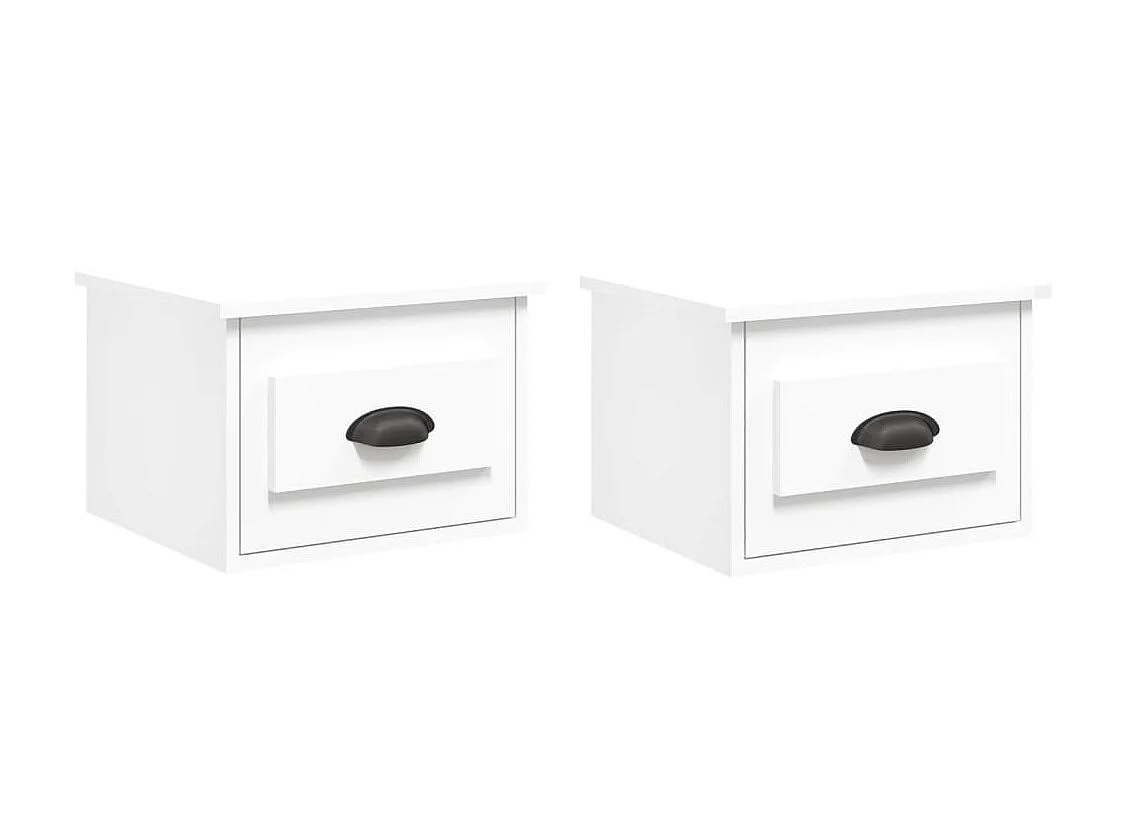Lote de 2 Mesitas de noche de pared blanco 41,5x36x28 cm ES92045