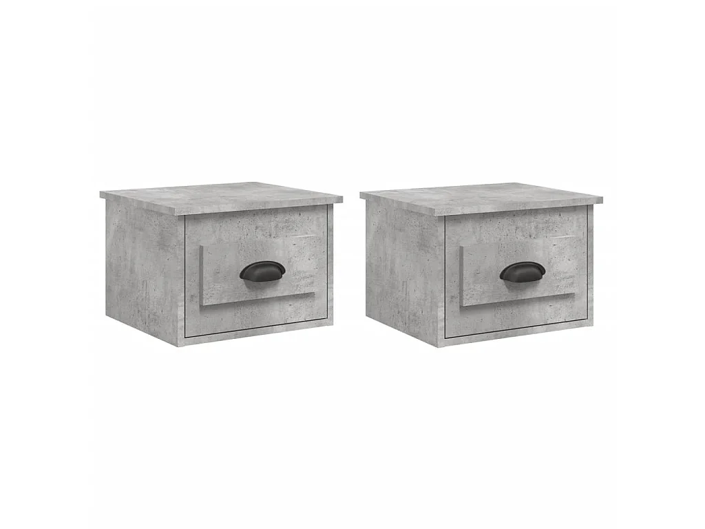 Lot de 2 Tables de chevet murales gris béton 41,5x36x28 cm GHR82786