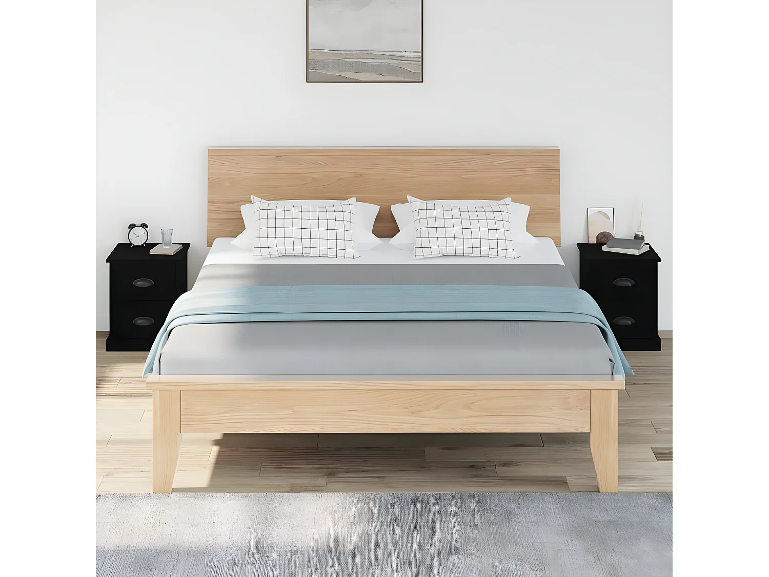 Lot de 2 Tables de chevet noir 39x39x47,5 cm bois d'ingénierie GHR64753