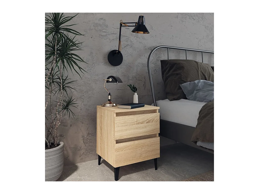 Lot de 2 Tables de chevet Chêne sonoma 40x35x50 cm Aggloméré GHR79894