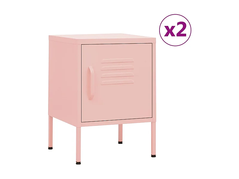Lote de 2 Mesitas de noche rosa acero 35x35x51 cm ES16292