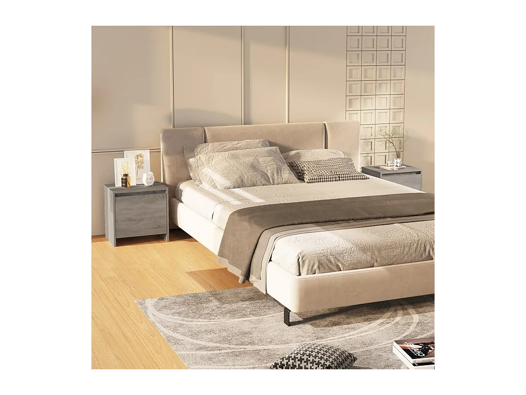 Nachtkastjes 2 st 45x34x44,5 cm bewerkt hout grijs sonoma eiken NL34267