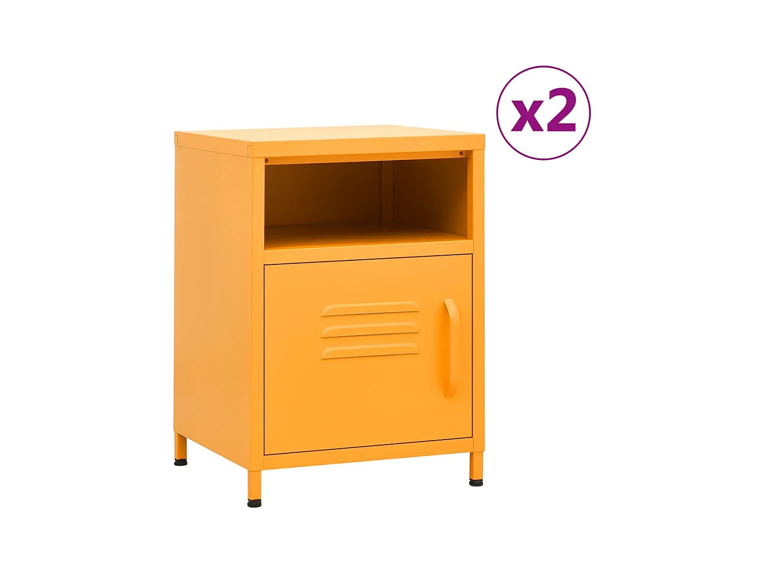 Lot de 2 Tables de chevet Jaune moutarde 35x35x51 cm Acier GHR70933