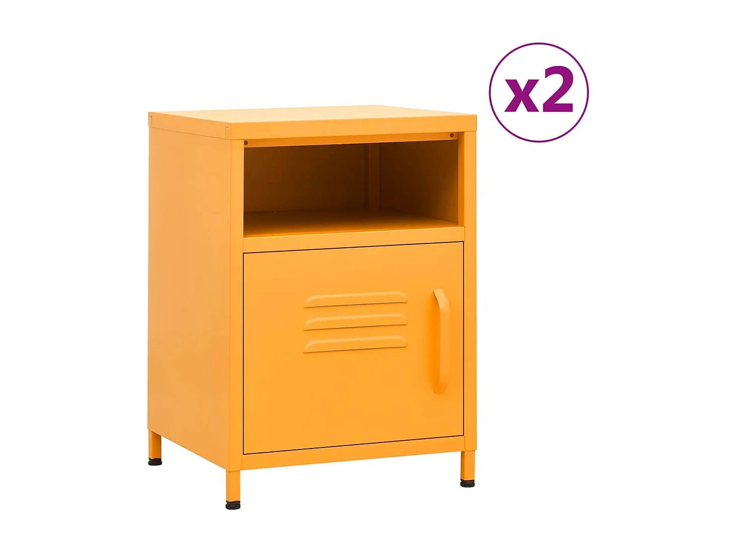 Lot de 2 Tables de chevet Jaune moutarde 35x35x51 cm Acier GHR70933