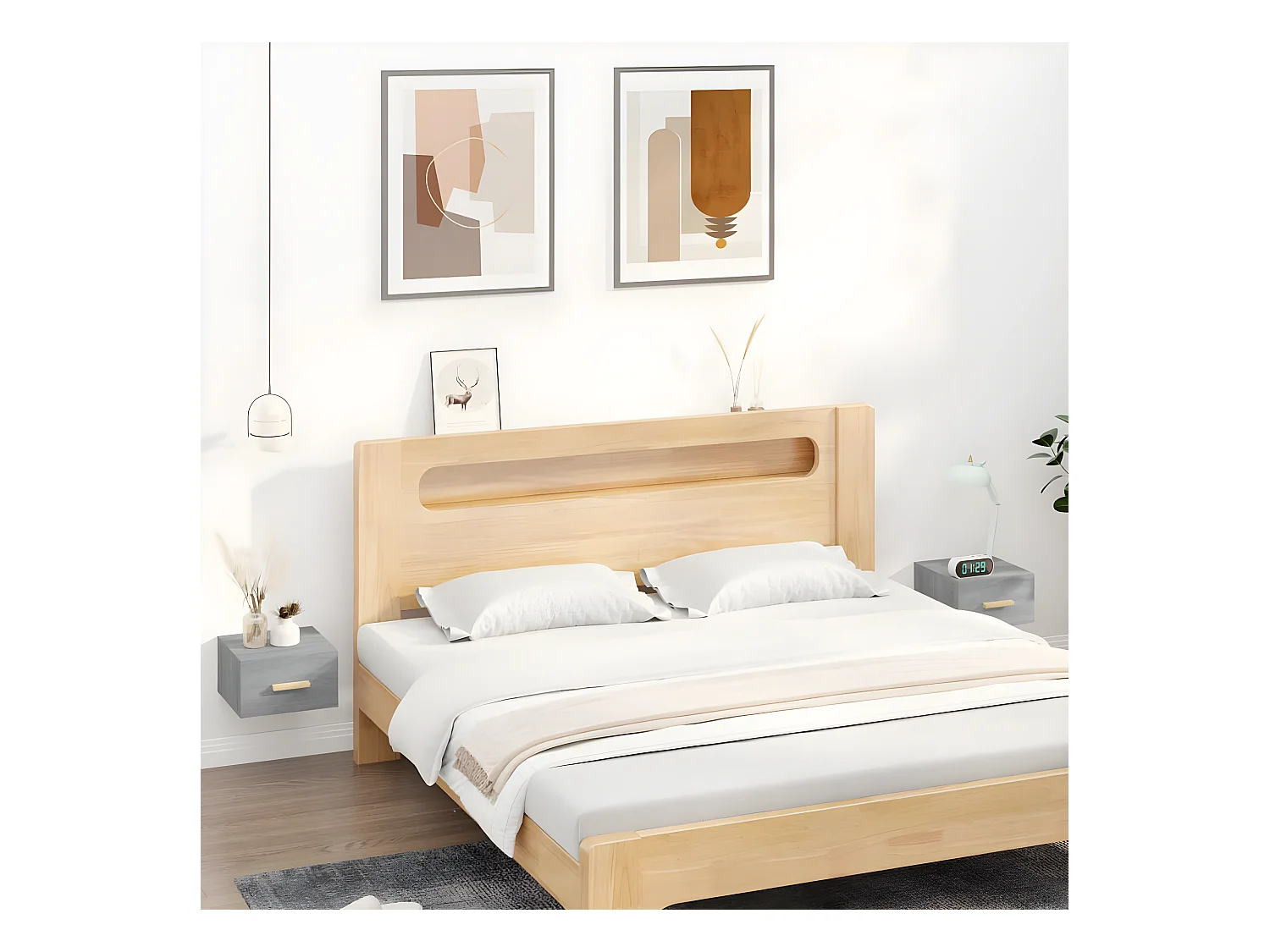 Lot de 2 Tables de chevet murales sonoma gris 35x35x20 cm GHR13604