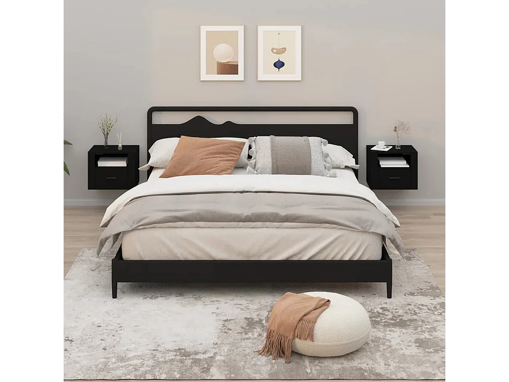 Nachtkastjes 2 st wandgemonteerd 50x36x40 cm zwart NL70684