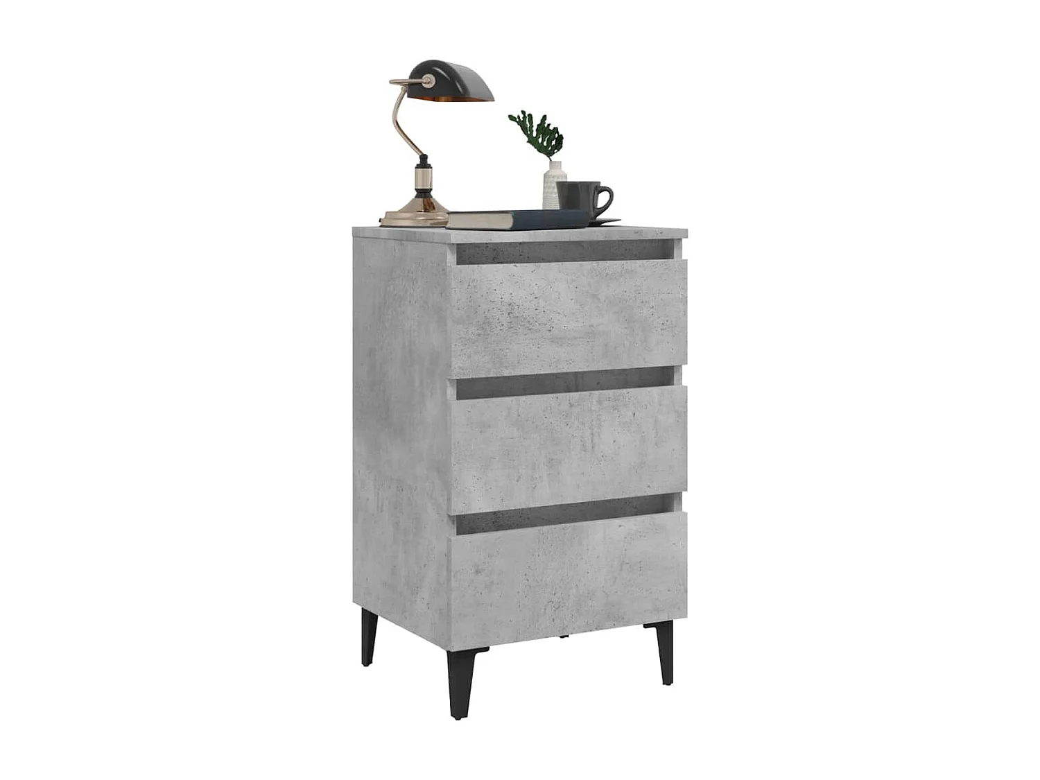 Lot de 2 Tables de chevet pieds en métal Gris béton 40x35x69 cm GHR91119