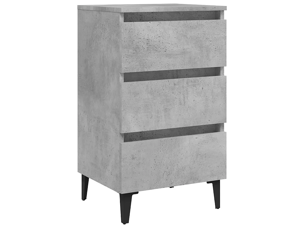 Lot de 2 Tables de chevet pieds en métal Gris béton 40x35x69 cm GHR91119