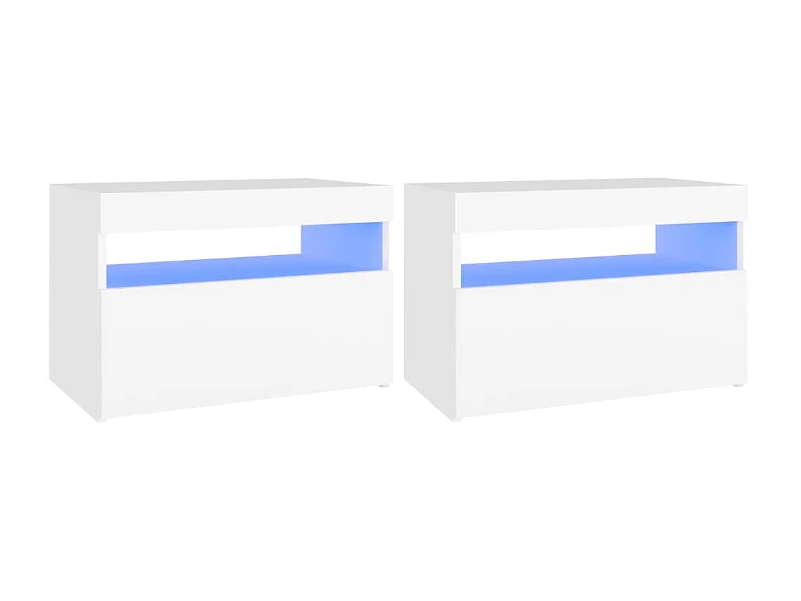 Lot de 2 Tables de chevet avec lumières LED blanc 60x35x40 cm GHR22458