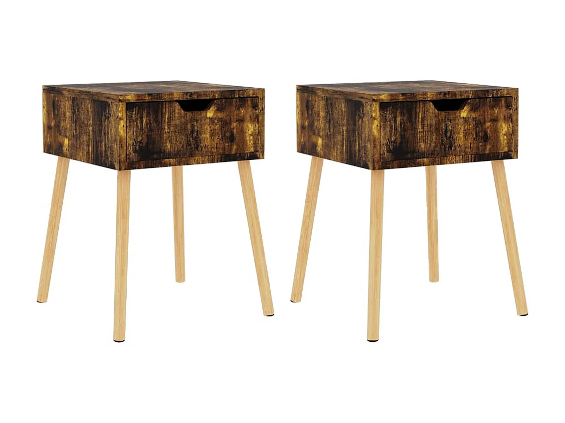 Lot de 2 Tables de chevet Chêne fumé 40x40x56 cm Aggloméré GHR80539
