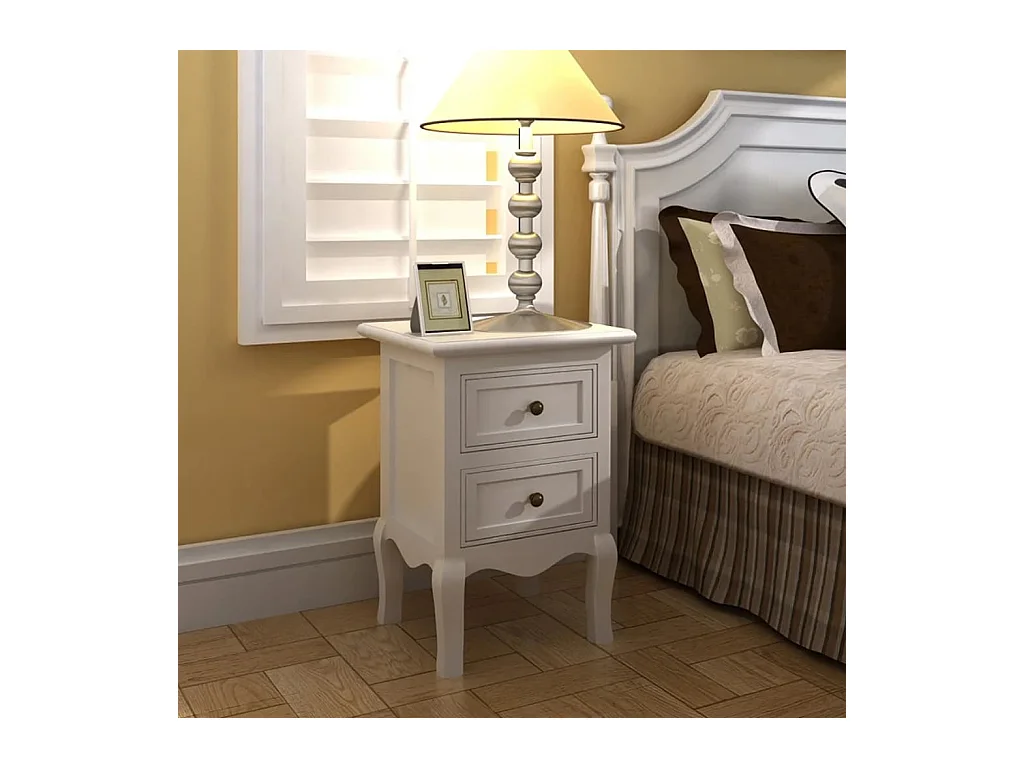 Lot de 4 Tables de chevet avec 2 tiroirs MDF Blanc GHR30320