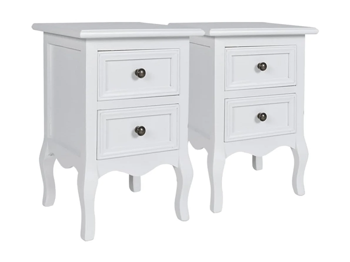 Lot de 4 Tables de chevet avec 2 tiroirs MDF Blanc GHR30320