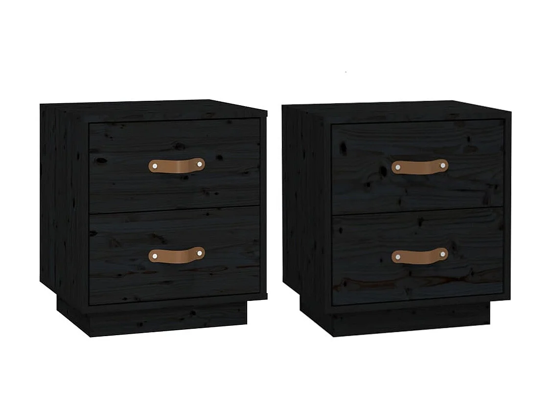 Lot de 2 Tables de chevet Noir 40x34x45 cm Bois de pin massif GHR77274
